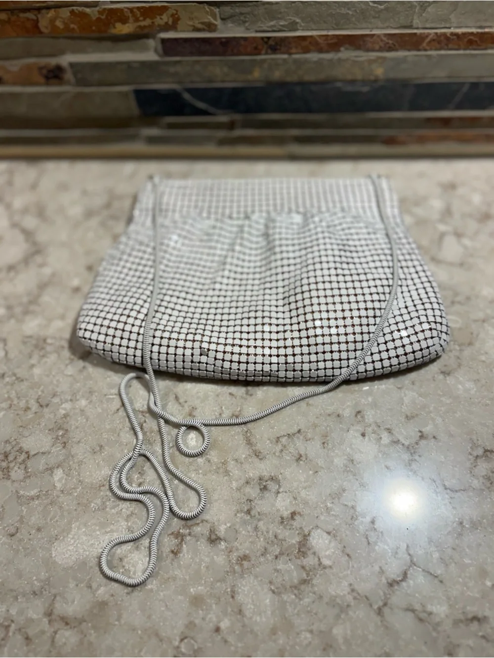 Silver Mesh Evening Clutch Bag